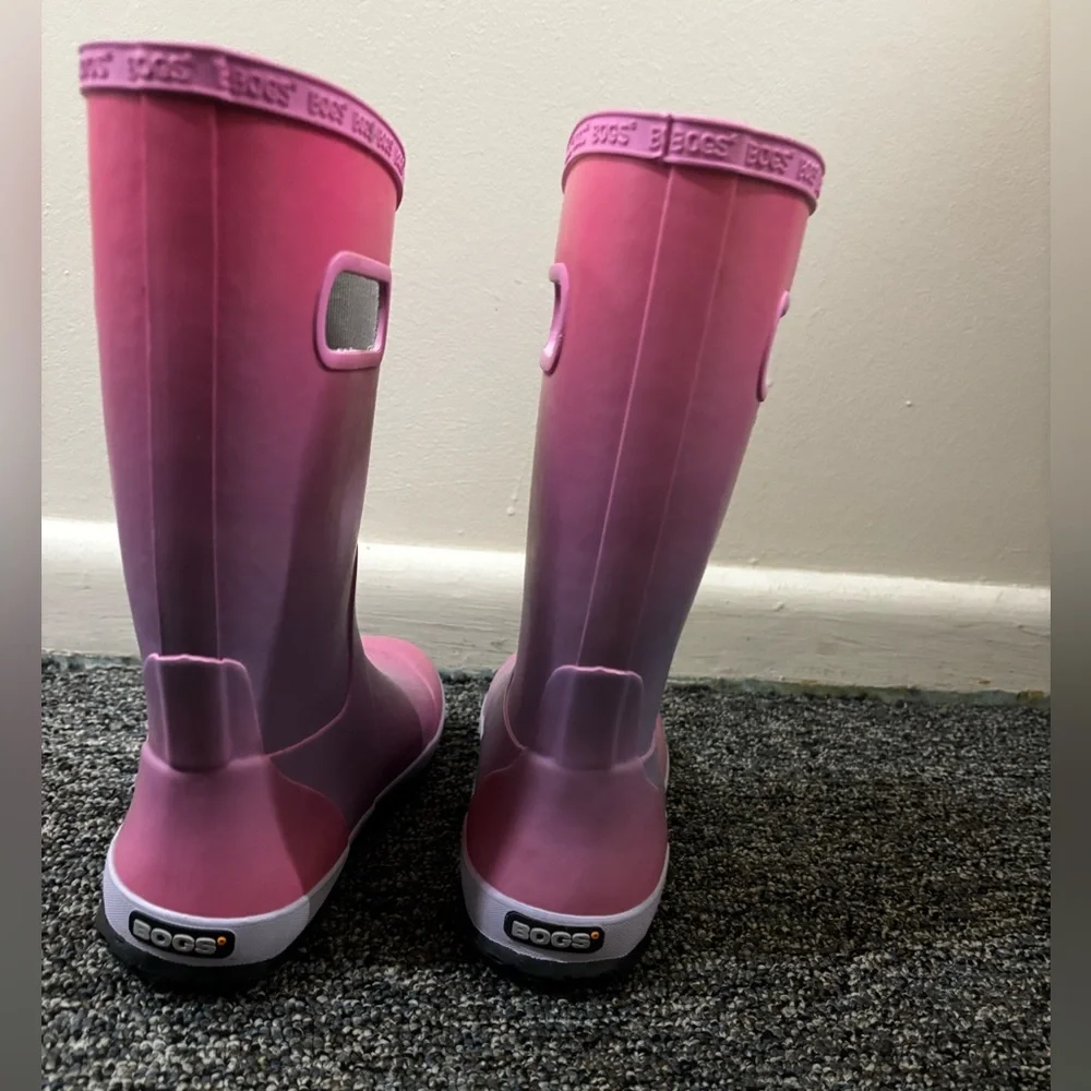 BOGS Kids Ombre Rain Boots Youth 6 – Pink Purple Waterproof Rubber Boots